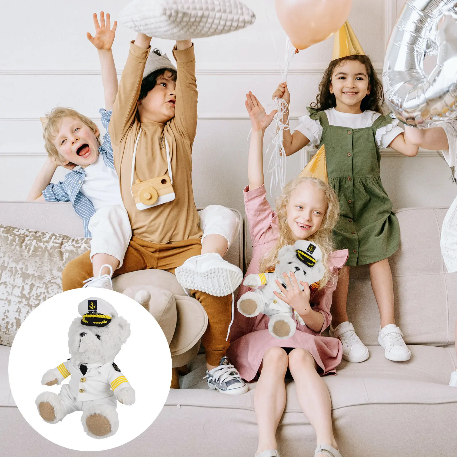 

Adorable Captain Bear Stuffed Animal Ultra Soft Comfortable Holiday Gift Festive Decor Collection Piece Bedroom Living Room