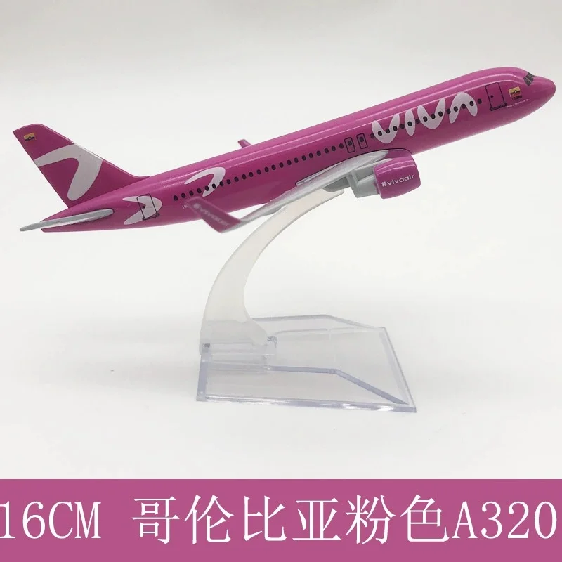 16cm Model Plane Columbia Viva A320 Aircraft Simulation 1:400 Scale Metal Diecast Airplane Replica Room Decoration Adult Gifts