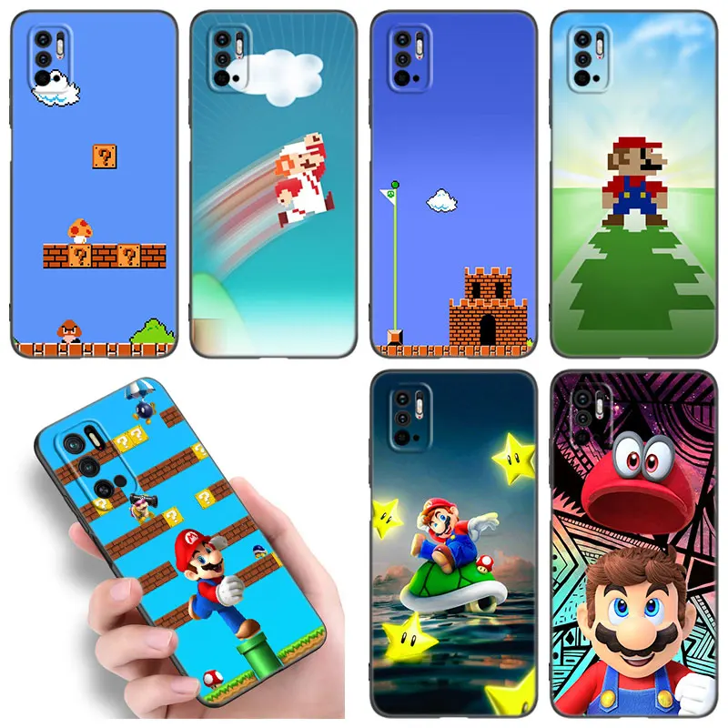 Retro Cartoon Super Bros Phone Case For Xiaomi Redmi Note 10 11 11S 12 4G 8 9 11E 11T Pro Plus 10T 5G 8T 9S 10S 12S Black Cover