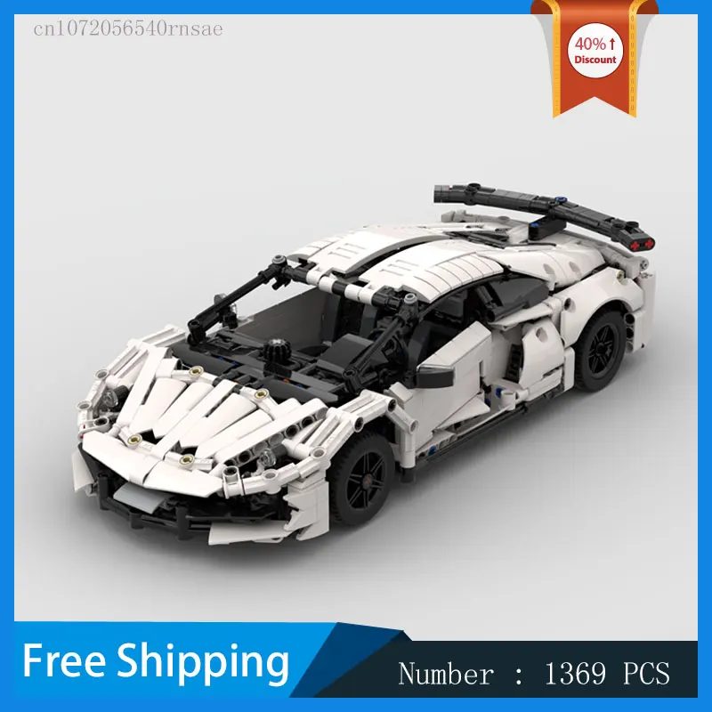 

MOC Building Blocks City Sports Car White Supercar Technology Brick DIY Model Assemble Toys Vehicle Creative Christmas Gift