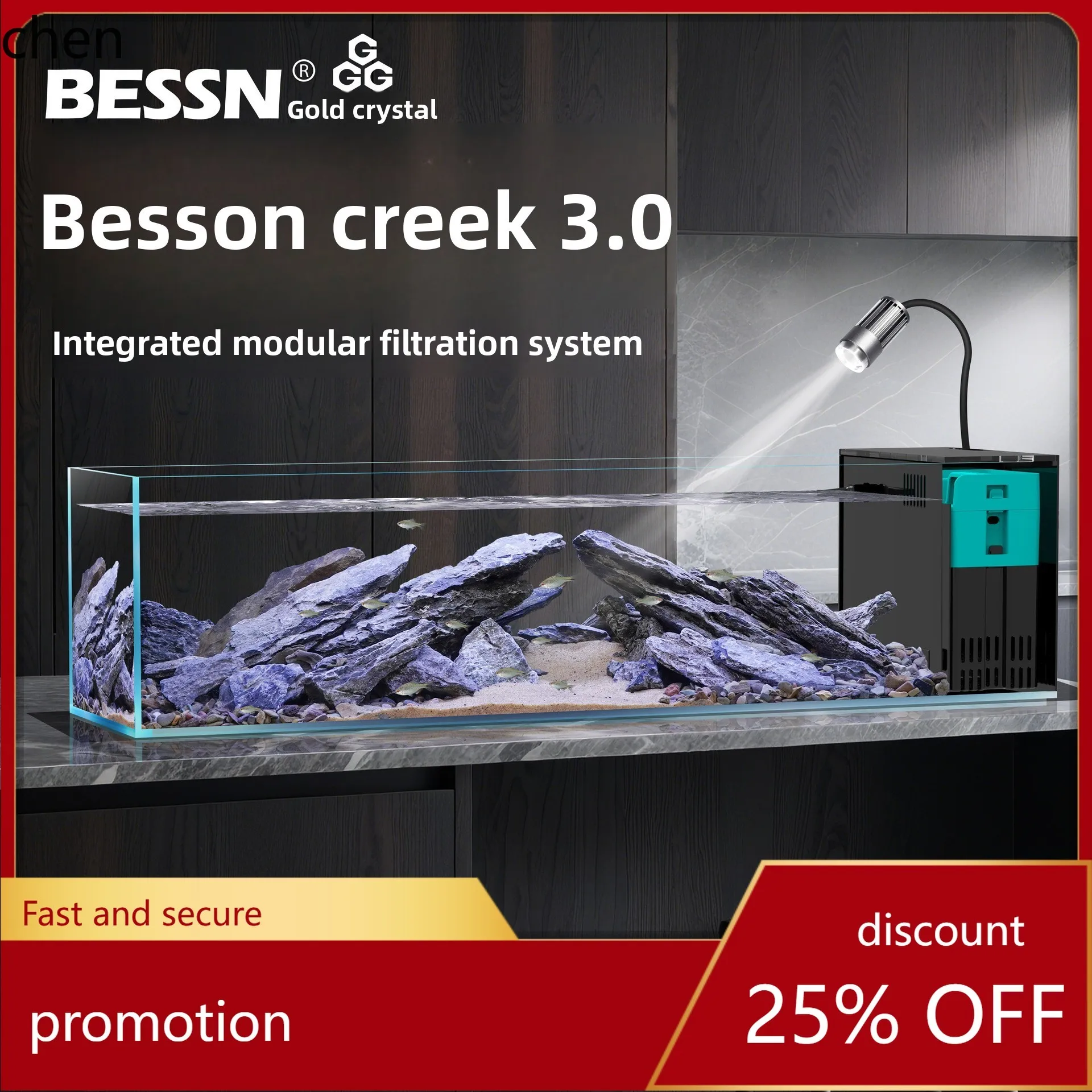 

CZ New Desktop Stream Tank Gold Crystal Ultra White Glass Side Filter Landscaping Long Strip Fish Tank