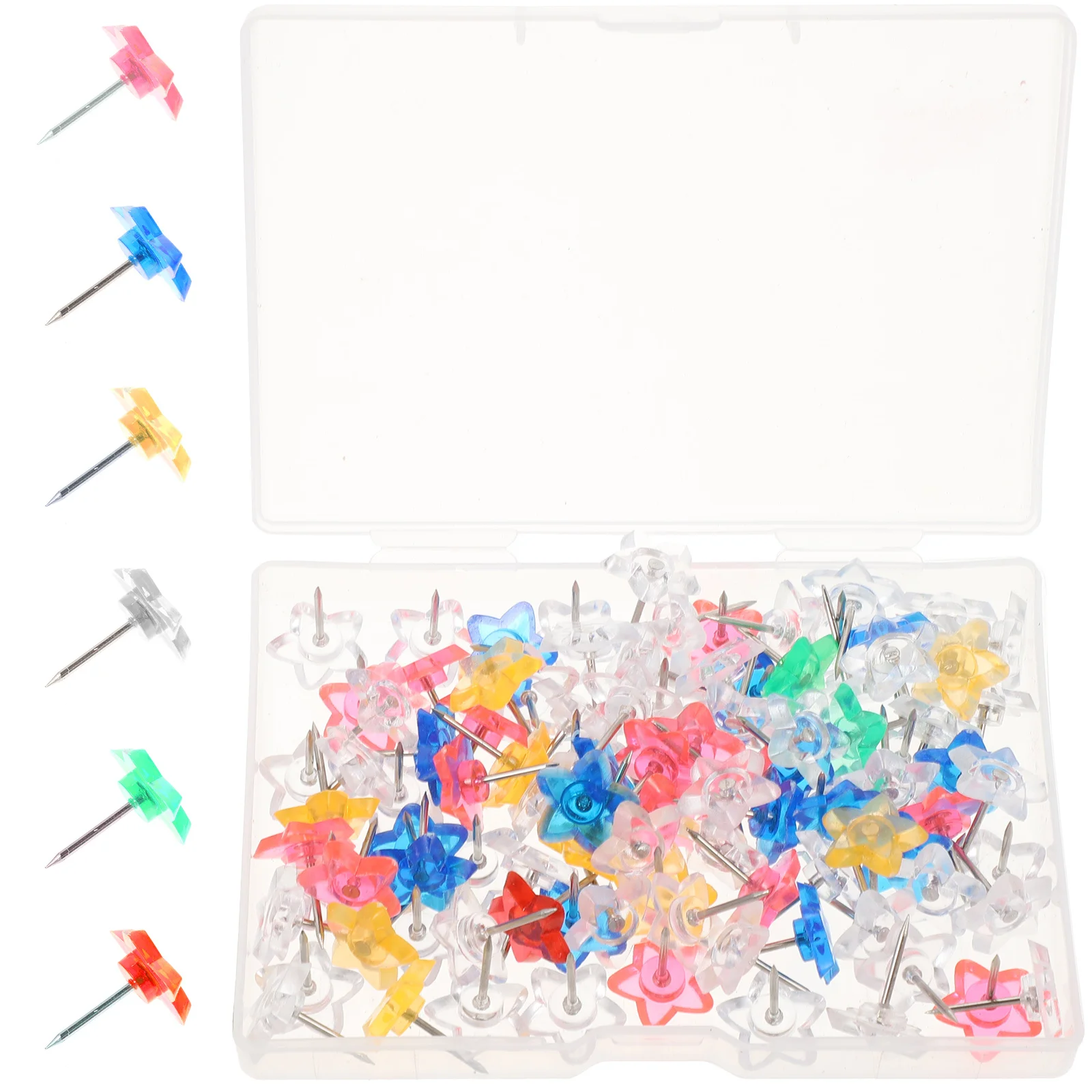 

100Pcs Colorful Transparent Pushpins Delicate Multi-Function Thumb Tacks Compact Map Accessory Convenient Reusable Small Desk