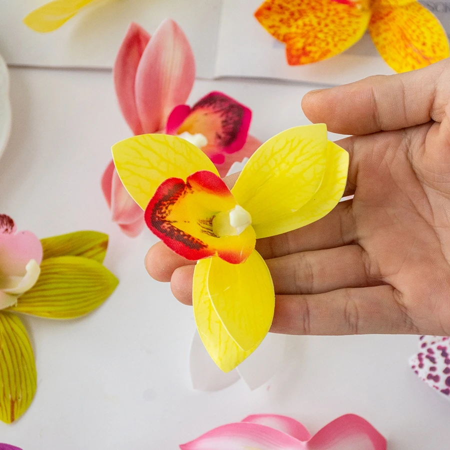 50/100 Stück Künstliche Blumen Seidenorchideen Heimdekoration Tischdeko Festival Outdoor Garten Rasen Hochzeit Brautstrauß DIY Geschenk – Detail 6