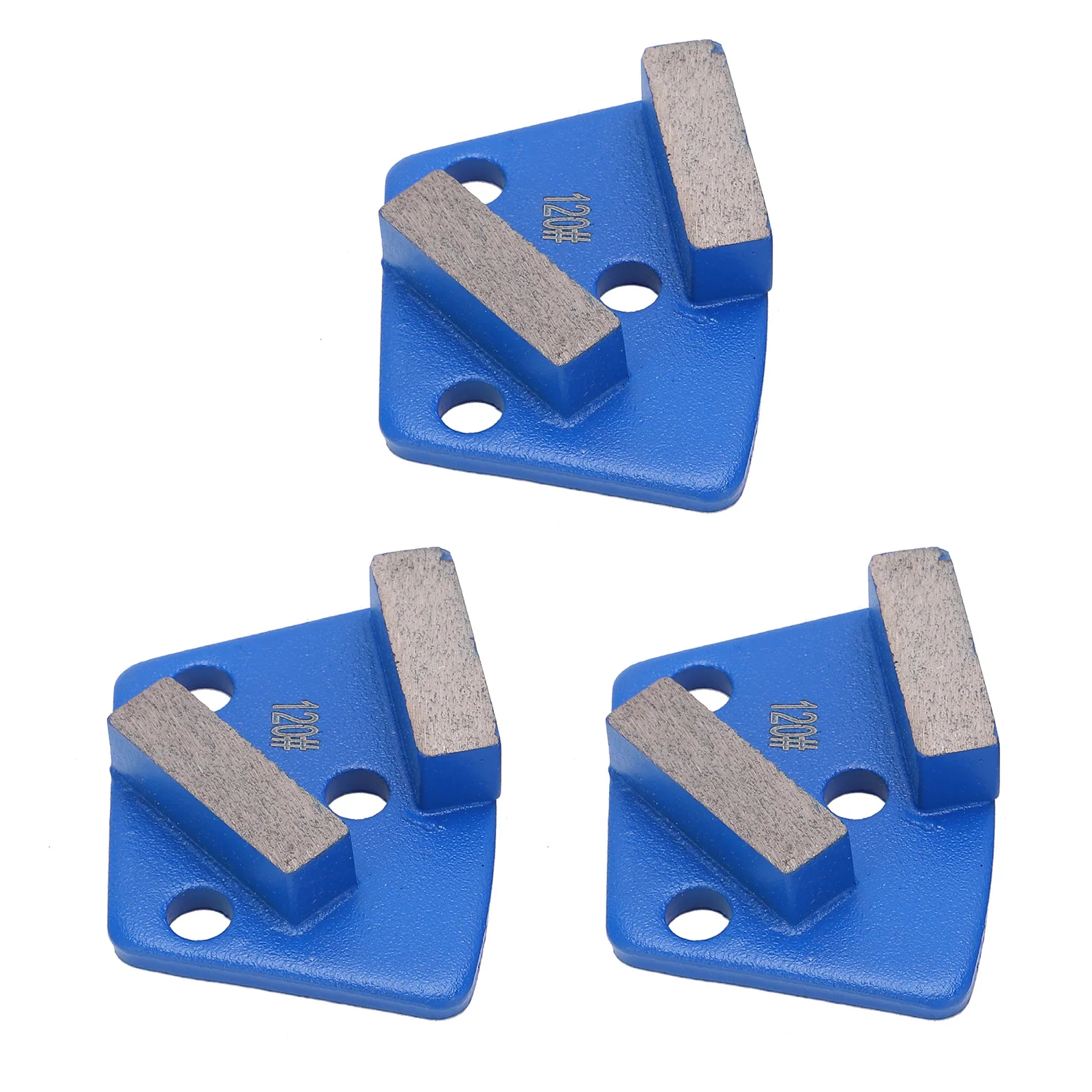 ZK30 3Pcs Diamond Grinding Shoes Trapezoid Concrete Floor Aggreesive Cutting 2 Long Teeth Blue 120#