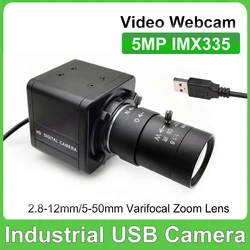Industrial USB HD 5MP IMX335 Manual Varifocal Webcam 2K 4MP F5253 Usb Video Camera Compatible OTG UVC plug and play For Youtube