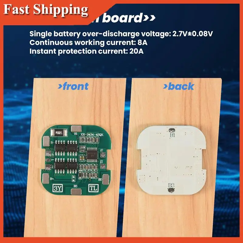 

Efficient 5 Pcs 4S BMS 8A 14.8V 18650 Li- Lithium Battery Charge Board Square PCB Short Circuit Protection For Drill Motor