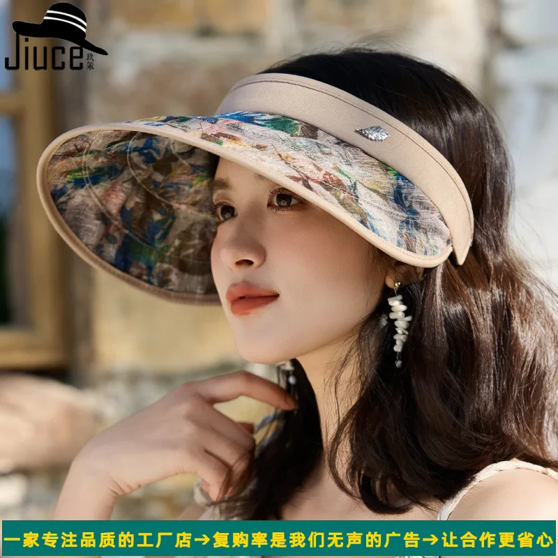 

Premium temperament versatile flower cloth hairpin empty top hat Muse elegant outdoor sunscreen hat summer new sun hat