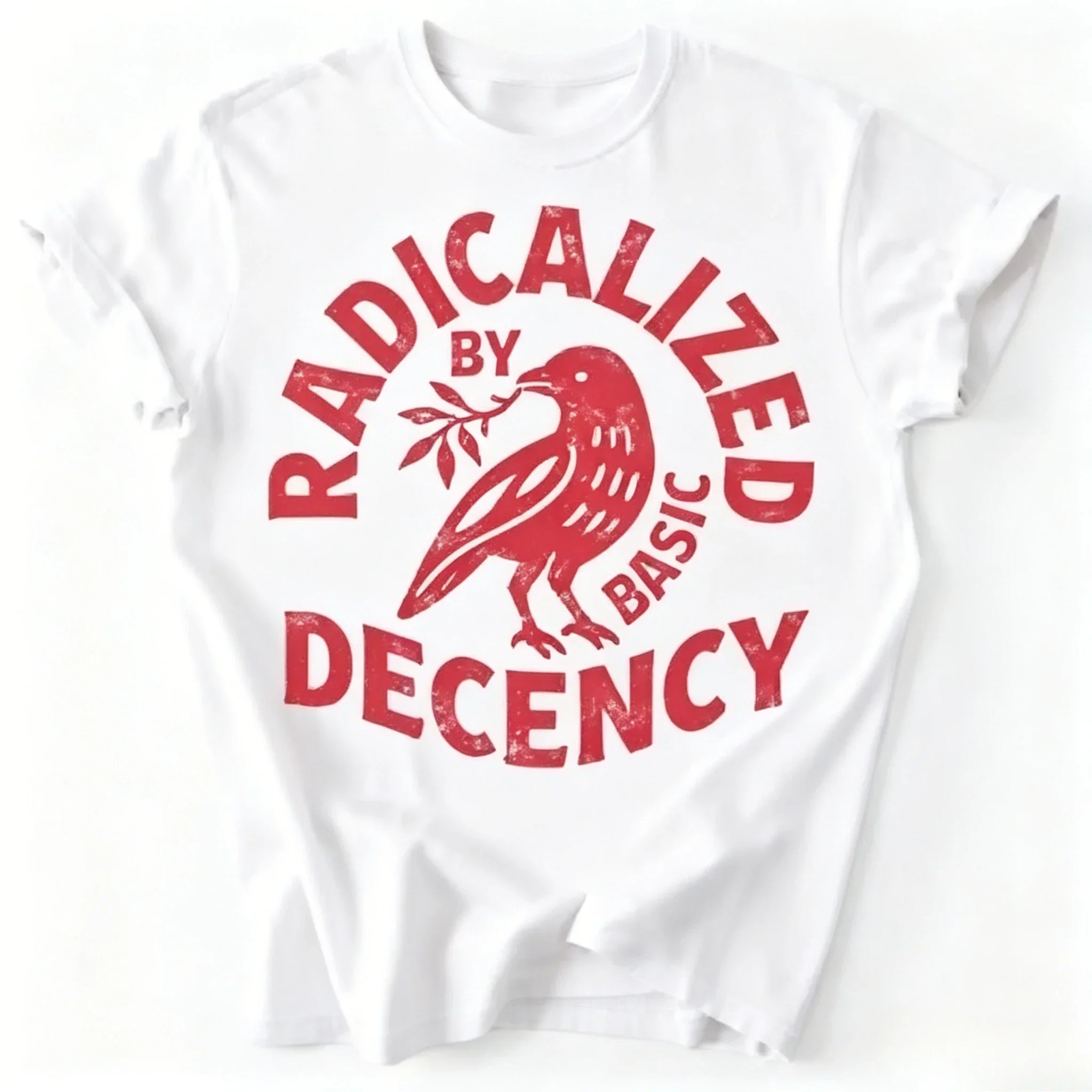 Men's Vintage T Shirt Funny Radicalized By Basic Decency Meme T Sthirt Women Streetwear Cotton Oversized Tee Unisex Short Sleeve