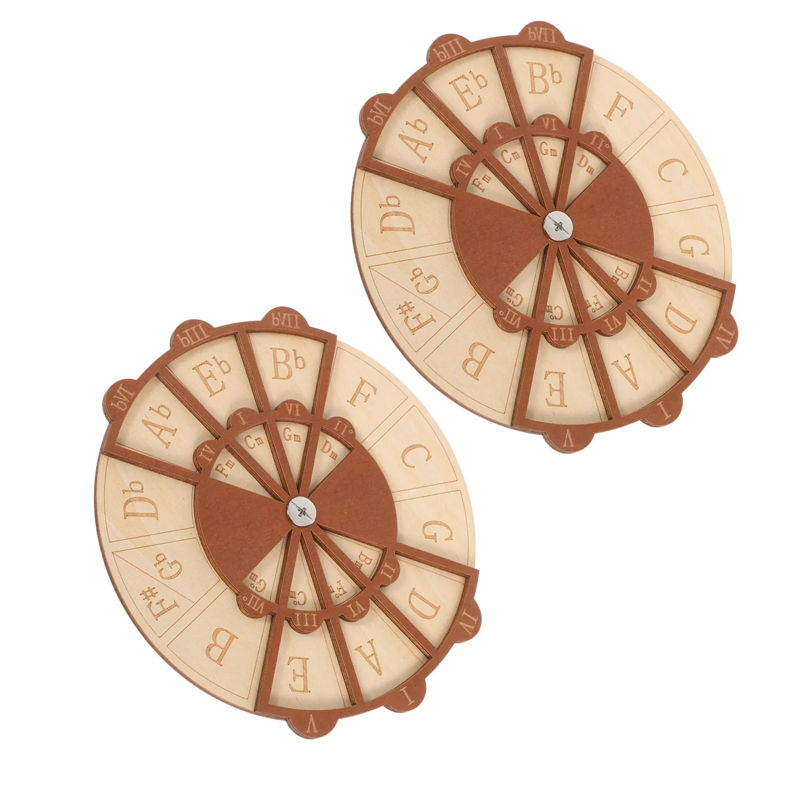 2Pcs Circle of Fifths Wooden Melody Tool Guitar Practice Aid Portable Music Theory Wheel Piano Circle of Fifths Tool view 3