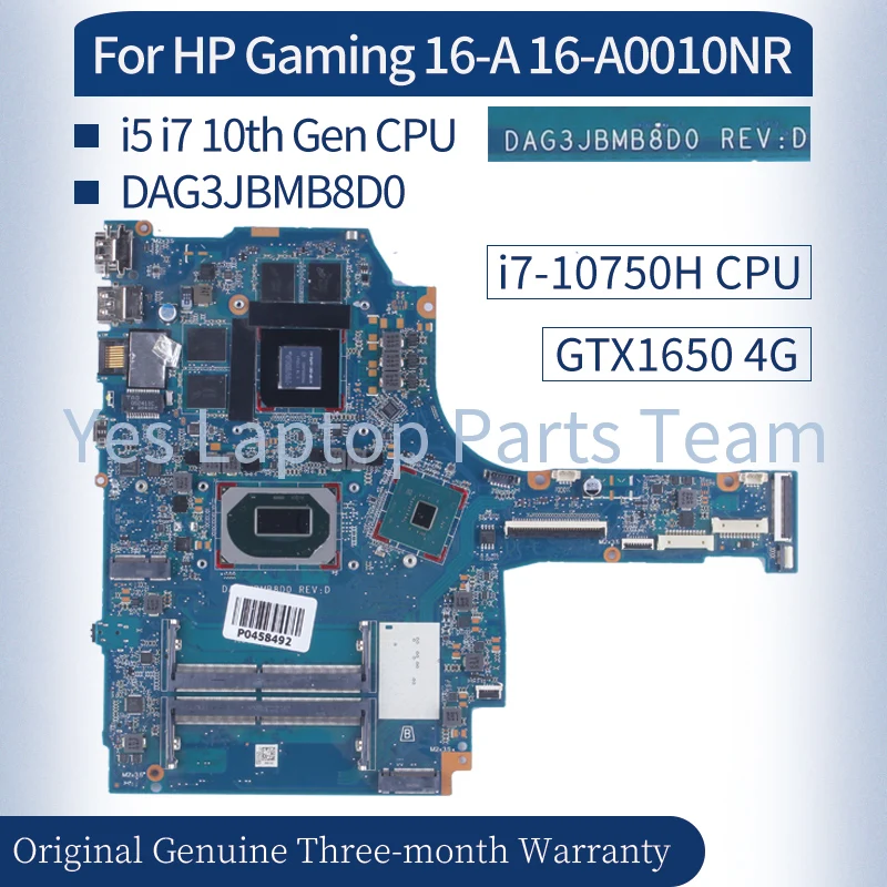 

For HP Gaming 16-A 16-A0010NR Laptop Mainboard DAG3JBMB8D0 M09278-001 M02035-001 M02034-601 I5 I7 10th CPU Notebook Motherboard