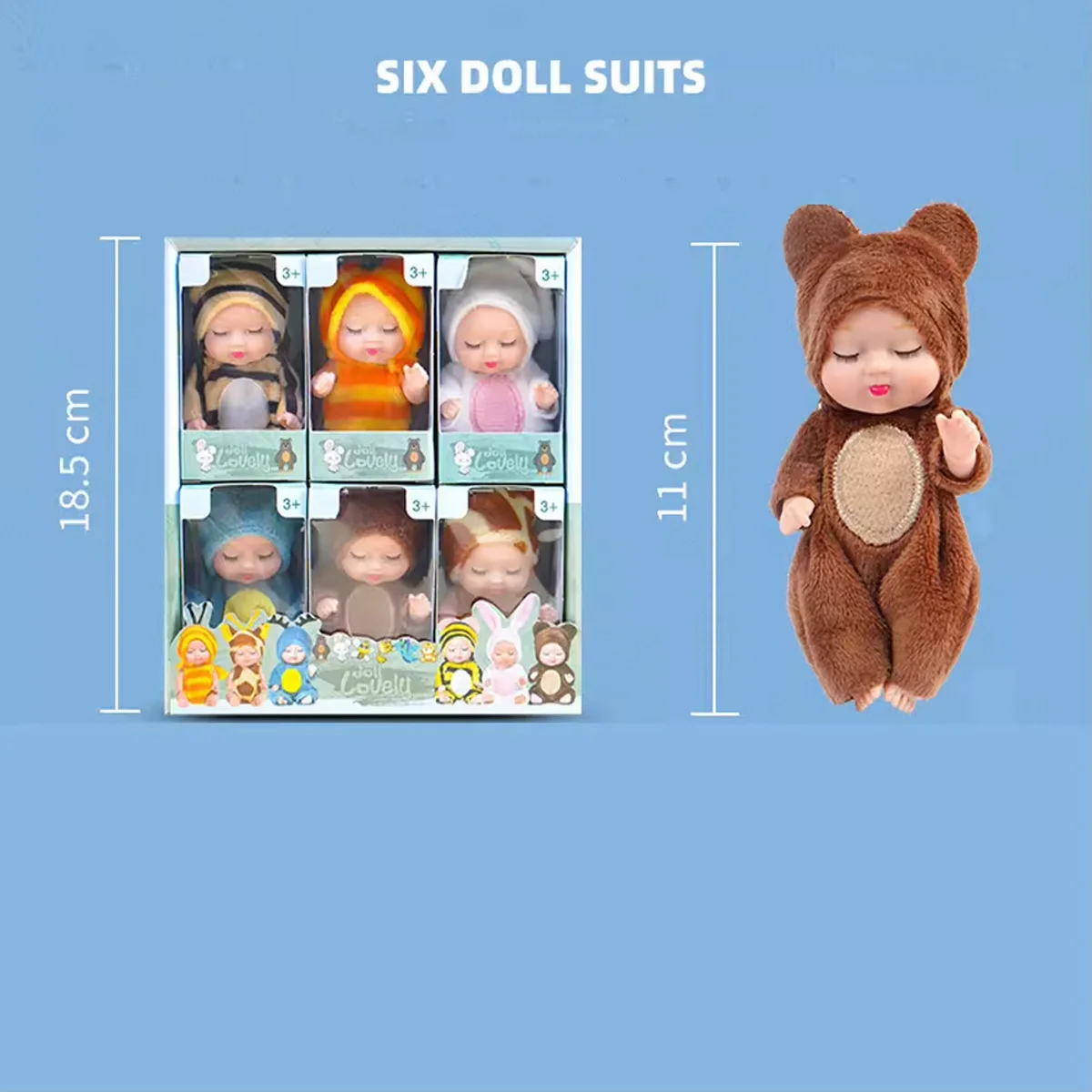 6 uds Mini muñecas ropa de animales lindos muñecas de la serie de moda conjunto de muñecas de renacimiento de simulación lindas muñecas pequeñas regalos de cumpleaños perfectos