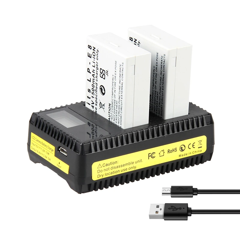 Battery LP-E8 LP E8 For Canon EOS X4 X5 X6i X7i Rebel T2i T4i T5i T3i 550D 600D 650D 700D LPE8 1500mAh Camera Batteries Charger
