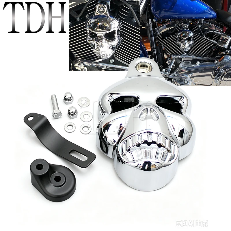 Motorcycle Skull Big Twins Horn Cover For Harley Softail Dyna Fat Bob FXDF Street Bob FXDB Touring Electra Glide LHT Road King