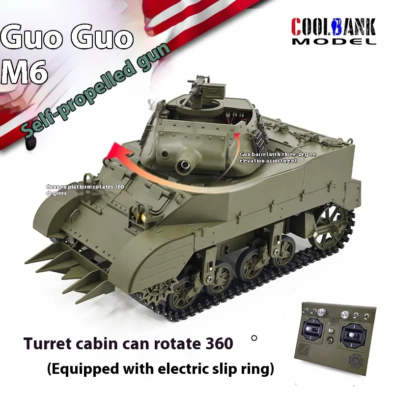 Tank Depot Soldat Kunden US M8 Selbstfahrende Pistole 1:16 Vollstab Rauch Fernbedienung Elektrischer Panzer Militärmodell Spielzeug