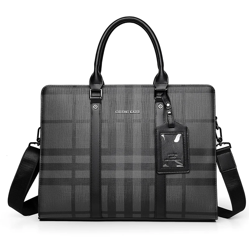 Men's Briefcases PVC Large Capacity Executive Designer Business 14 inch Laptop File Portfolio Office Shoulder Messenger A4 Bag