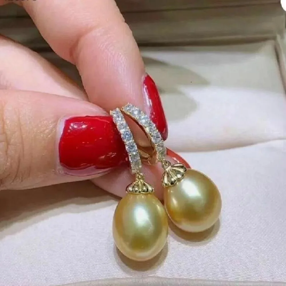 Beautiful Pearl Earrings AAAA 8-9mm 9-10mm 10-11mm 11-12mm 12-13mm Natural South Sea Round Pearl Earrings 925s