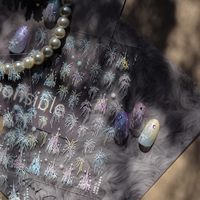 1PCS Color Glitter Pattern Castle 5D Relief Nail Stickers Nail Art Accessories Laser Star Starburst Stickers Nail Supplies