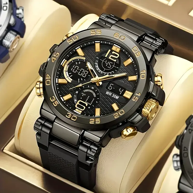 |     ساعة رياضية متعددة الوظائف مضيئة ذات عرض مزدوج للرجال والنساء |     التقويم + المنبه + الموقت |     الطيران سبائك الألومنيوم المضادة للسقوط الاتصال الهاتفي |     الموضة العصرية الأساسية للمراهقين