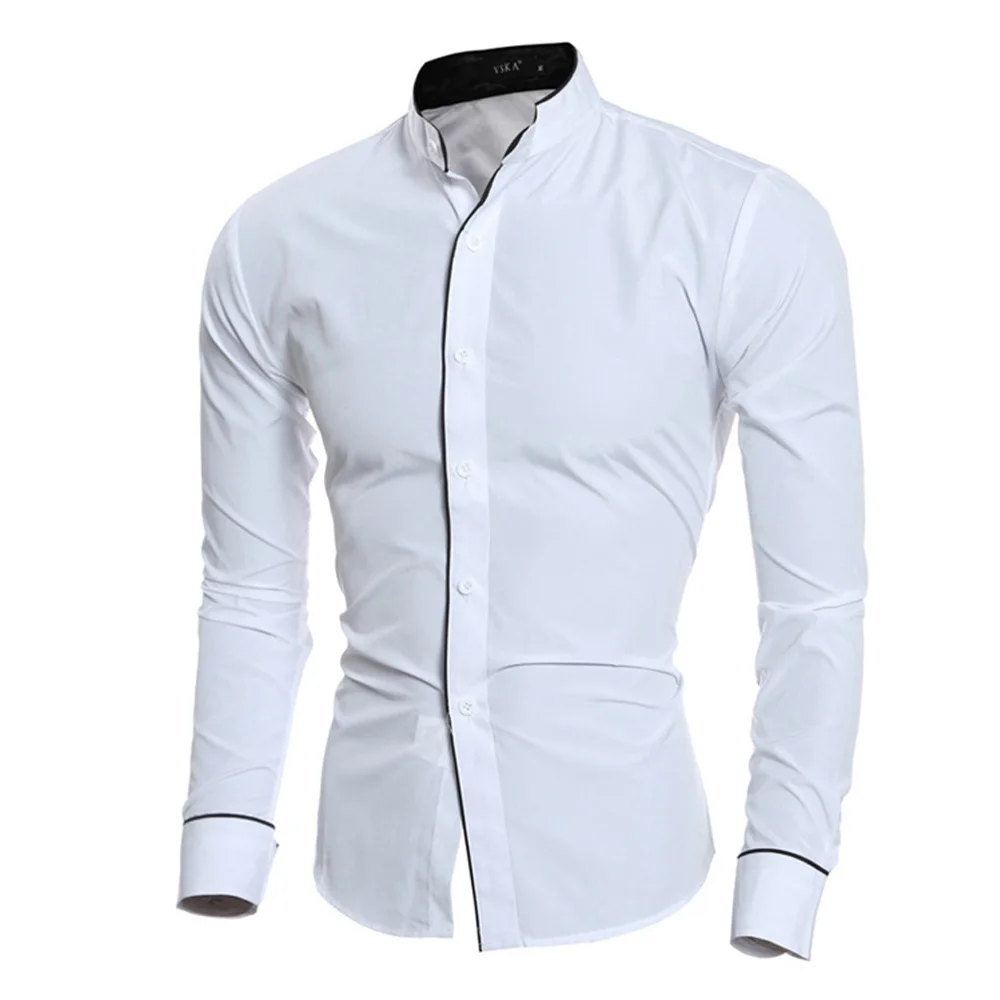 Camisa Formal informal de lujo para hombres, camisas de vestir de negocios ajustadas de manga larga, Tops