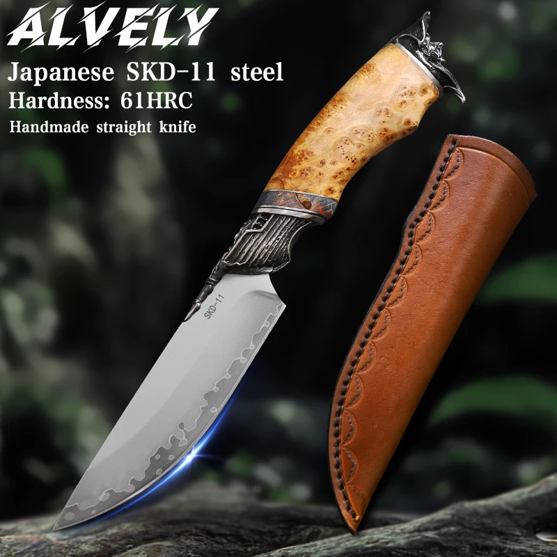 

Men's Adventure Hunting Knife, Damascus Steel Fixed Blade Pocket Knife, High Hardness Sharpness, Camping Survival EDC Knife
