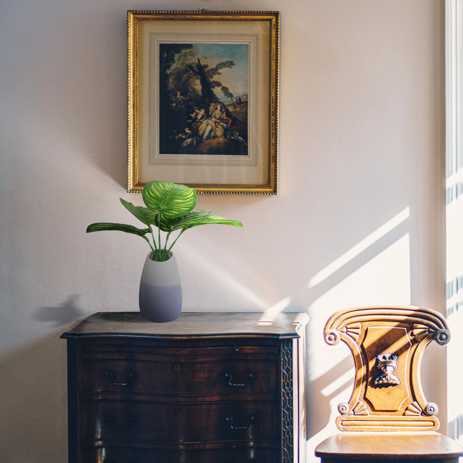 

6pcs Simulation Calathea Artificial Potted Plant Decor For Office Home Desktop Mini Bonsai Green Plant Ornament