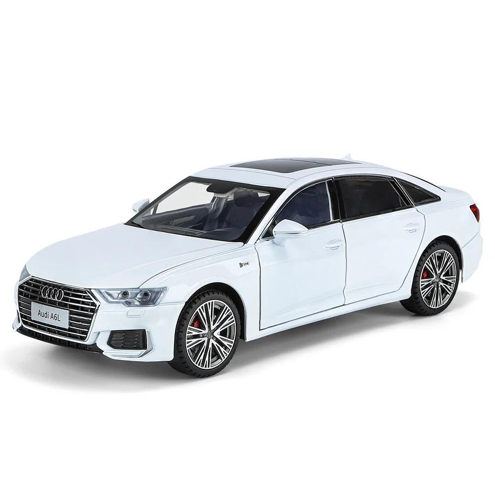 1:18 Audi A6 Limousine Alloy Die Cast Toy Car Model Sound and Light Pull Back Children\'s Toy Collectibles Birthday gift