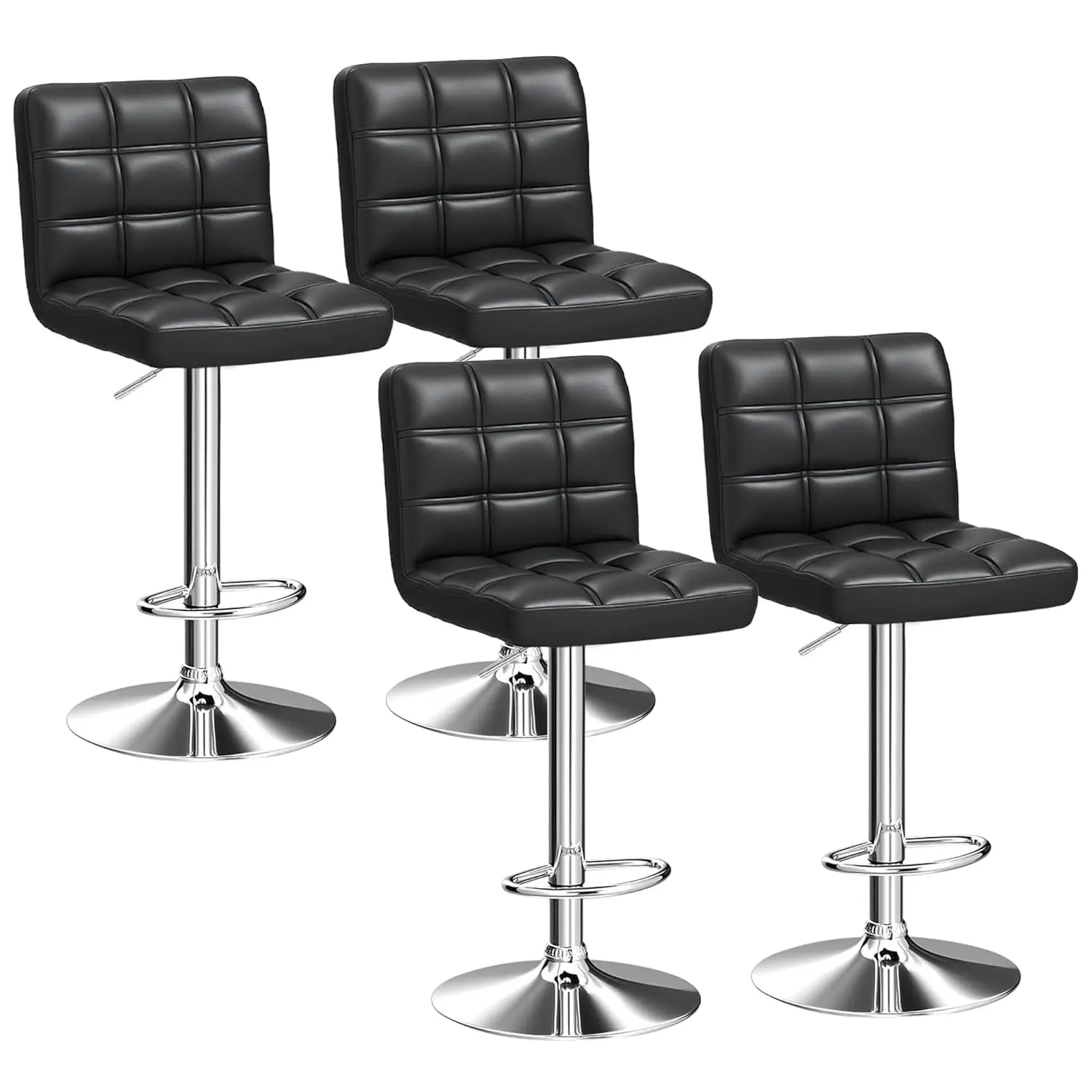 

Adjustable Swivel Bar Stool Set PU Leather Square Back Kitchen Counter Height 4pcs, Customized