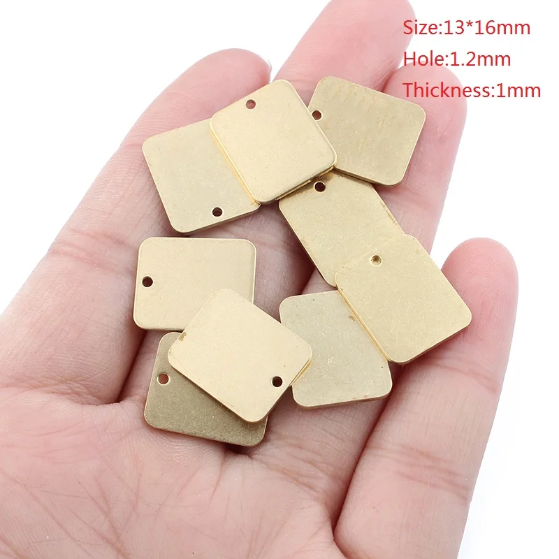 10pcs Raw Brass Rectangle Charms for DIY Jewellery Making
