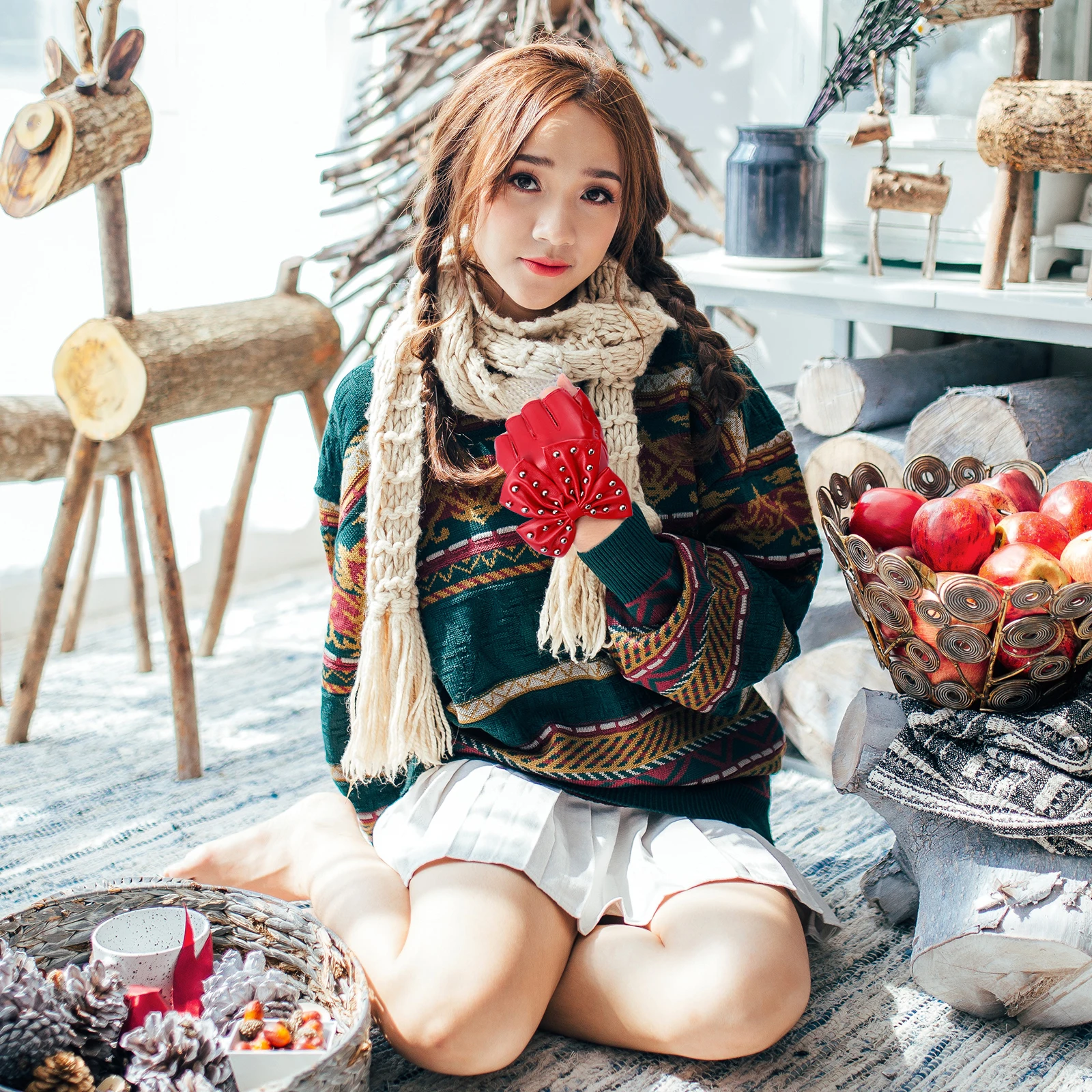 1 زوج القوس عقدة برشام نصف اصبع قفازات عيد الميلاد السنة الجديدة الرجعية حفلة موضة المرحلة سيدة هدية برشام قفاز