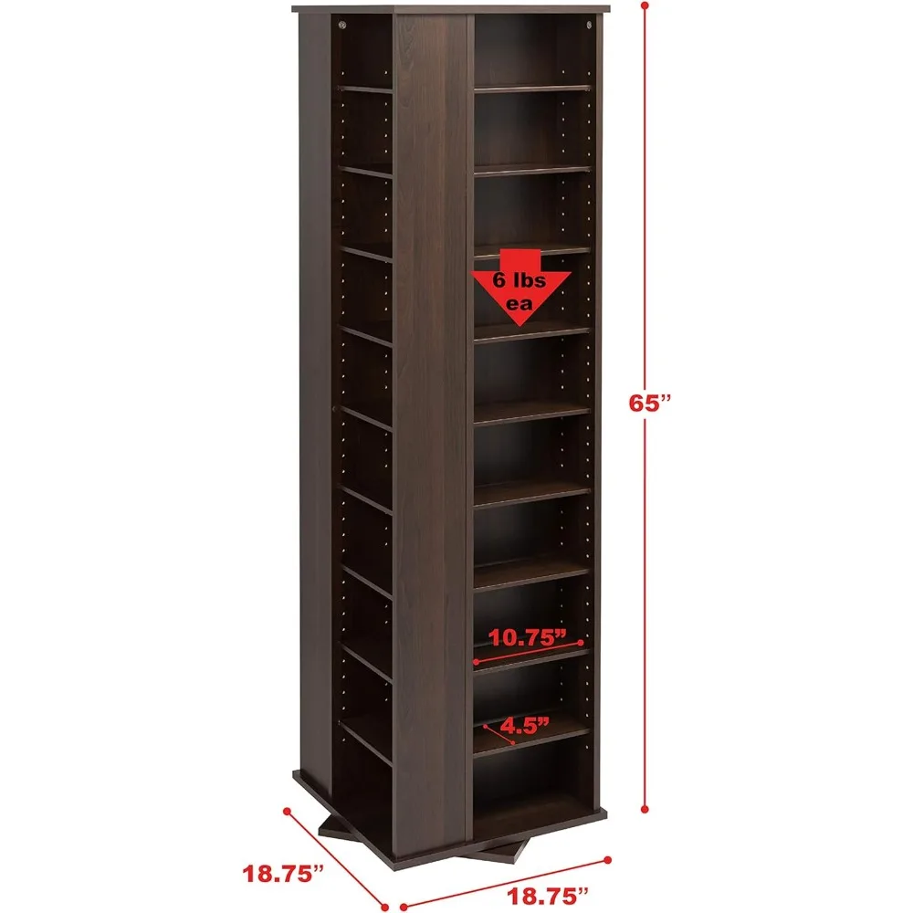 Four-Sided Spinning Tower Storage Cabinet, Espresso