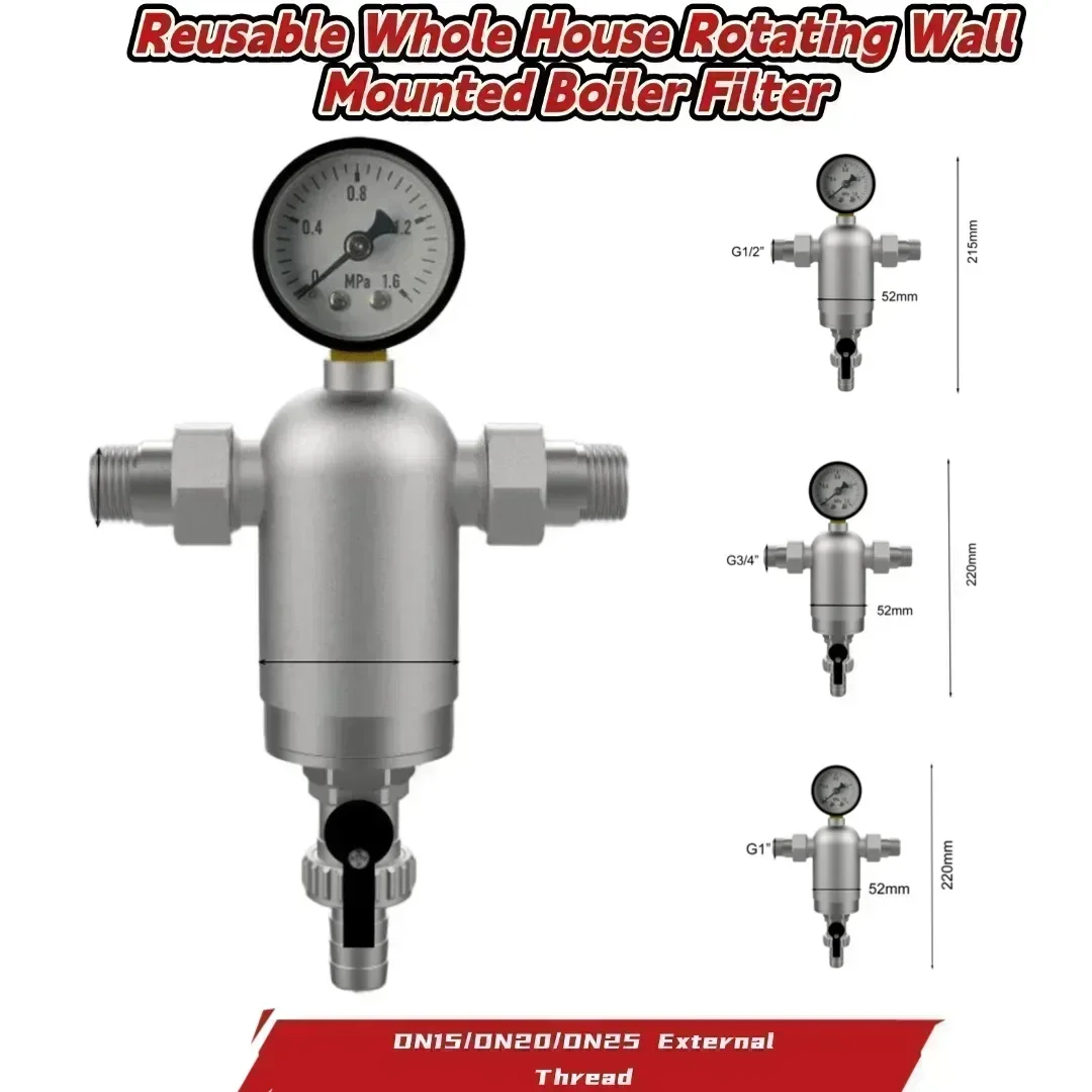 

1 шт. магнитный фильтр для котла, 1-ступенчатая фильтрация, один разряд, многоразовый вращающийся осад для всего дома, настенный фильтр для котла