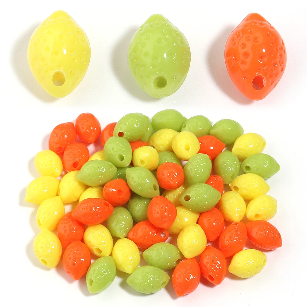 30 Stück 10x14mm bunte Zitronen-Acrylperlen, Frucht-Abstandshalterperlen für die Schmuckherstellung, Ohrringe, Armbänder, DIY-Zubehör – Detail 4
