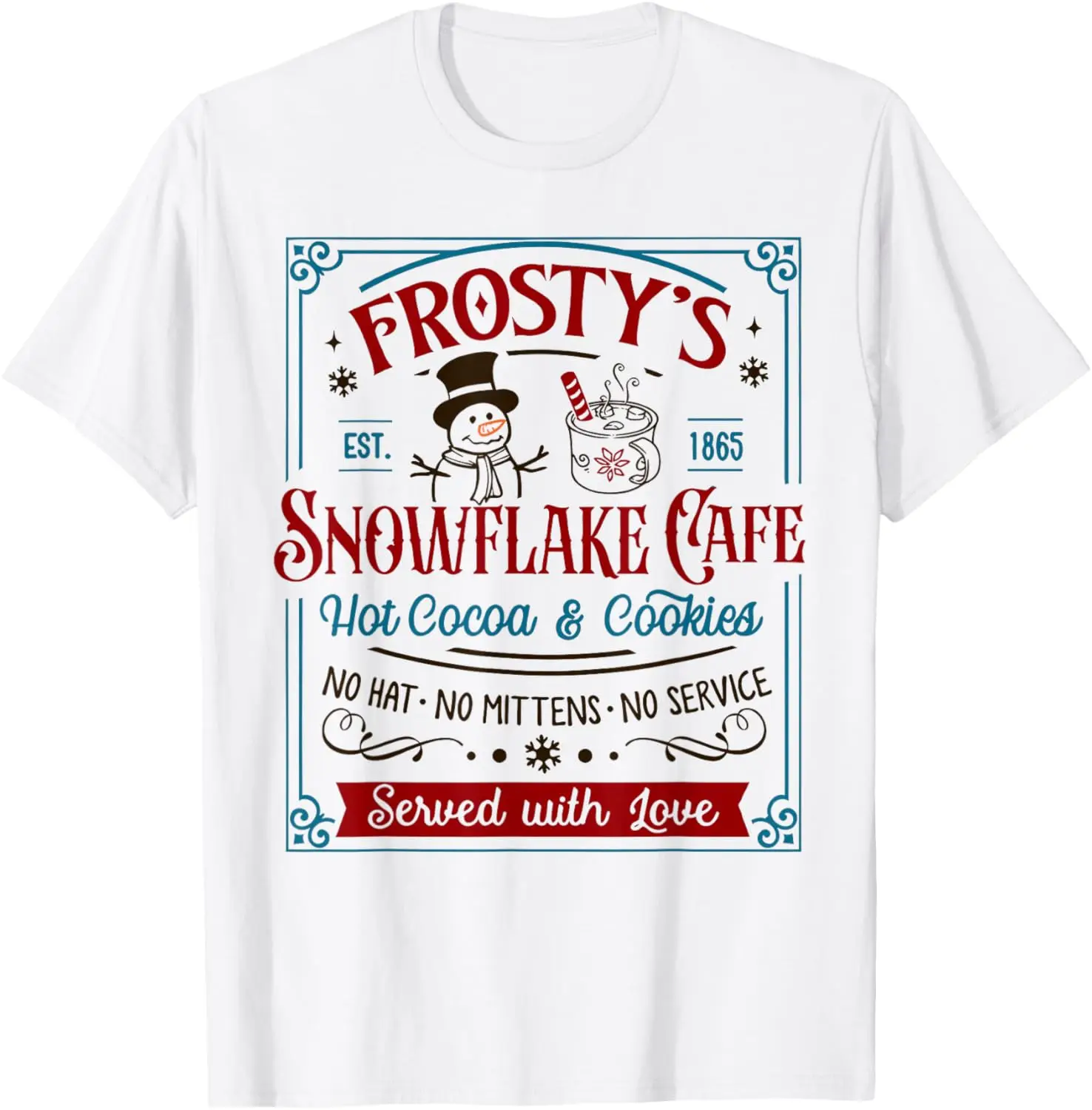 

Old Fashioned Frosty's Snowflake Cafe Coffee Lovers Xmas Pattern T-Shirt Creative Fashion All-match Short-sleev New Arrival