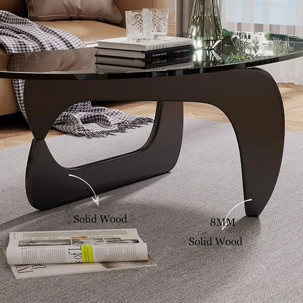 Coffee Table Modern Abstract Oval  Contemporary Tempered Glass Living Room 39.4\