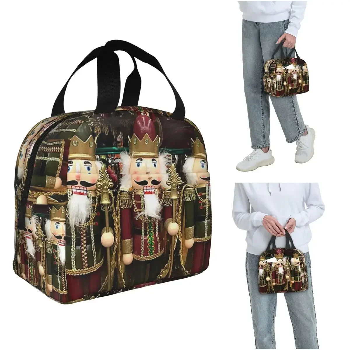 Christmas Nutcracker Trio Insulated Lunch Bag for Women Children Portable Food Boxes Thermal Lunch Box Tote