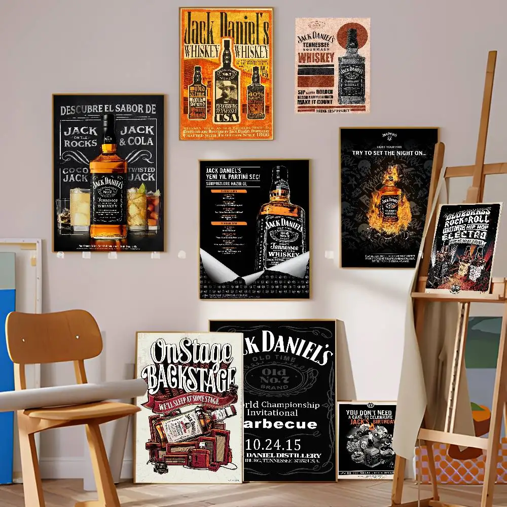 J-J-Jack-D-Daniels Anime Posters Sticky Whitepaper Prints Posters Artwork Kawaii Room Decor