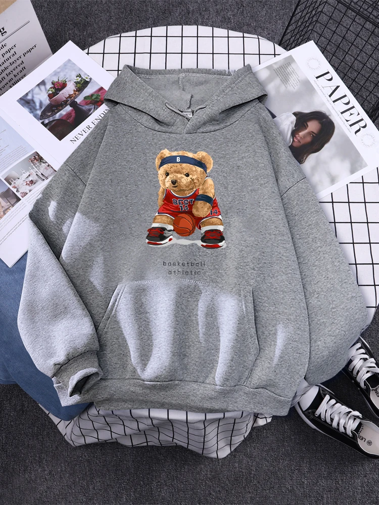 No Best 14 Teddy Bear Basketball Athletic Woman Hoodie Hip Hop New Sweatshirt Casual Trendy Hoody Fitness Female Sportswear