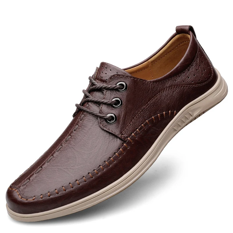 

Genuine Leather Shoes Men Loafers Soft Cow Leather Men Casual Shoes New Male Footwear Black Brown Slip-on Men Flats