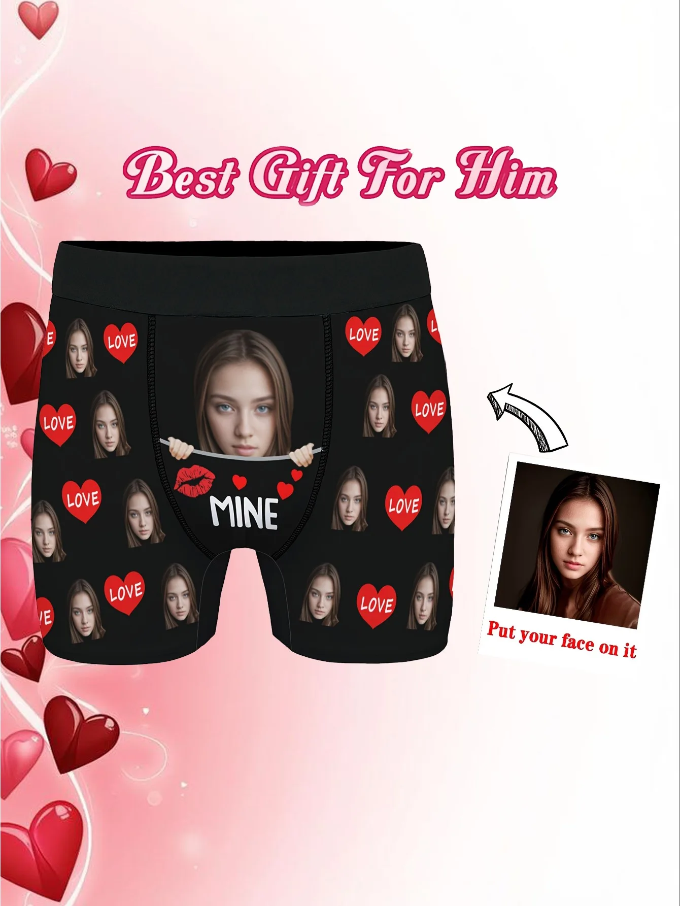 Latest Custom Face Men's Boxer Briefs, Personalized Men's Four-Way Stretch Boxer Briefs, Gift for Boyfriend or Husband, Custom