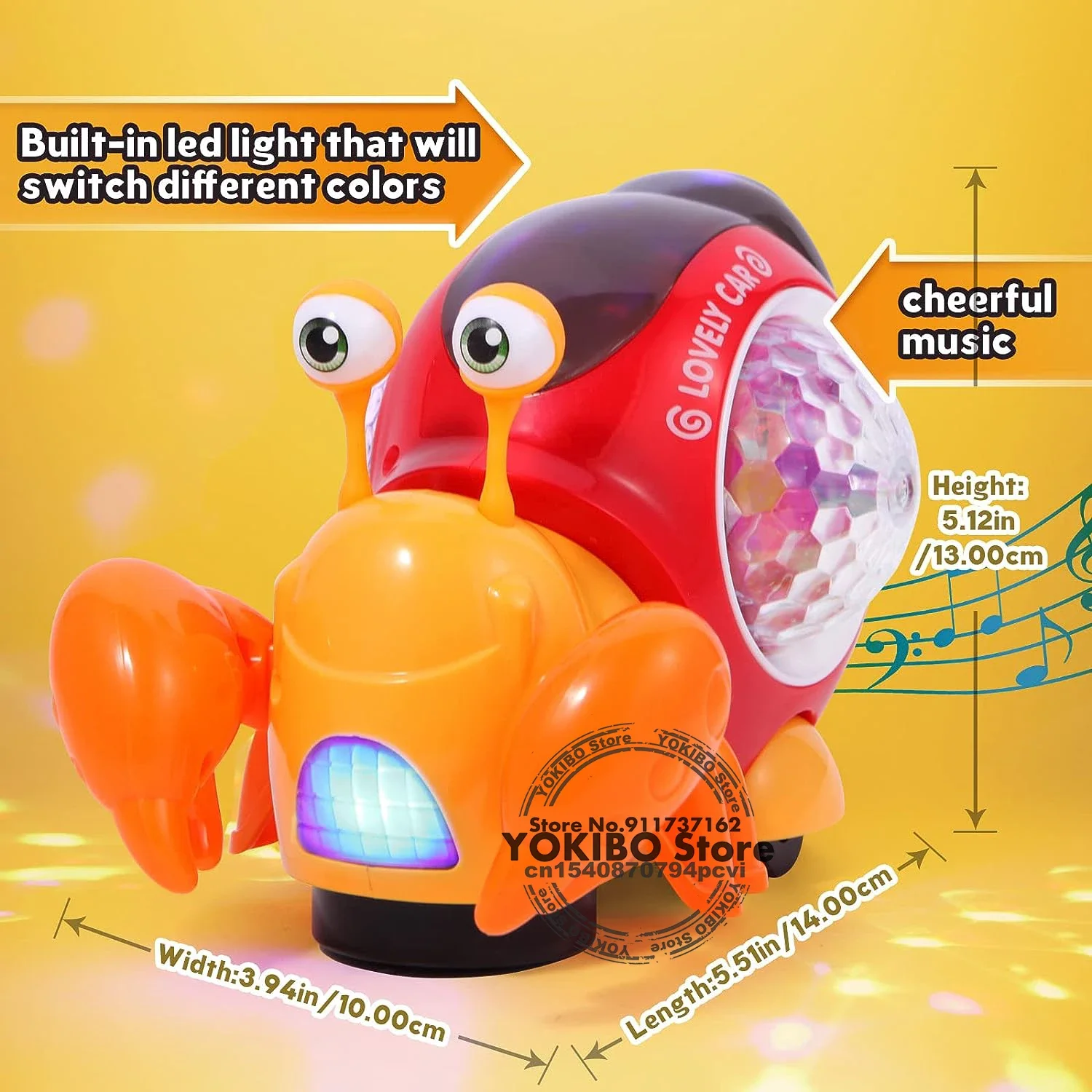 Crawling Crab Baby Toys with Music LED Light Up Interactive Musical Toys for Baby Dancing Crawling Toys Moving Toddler 0 12