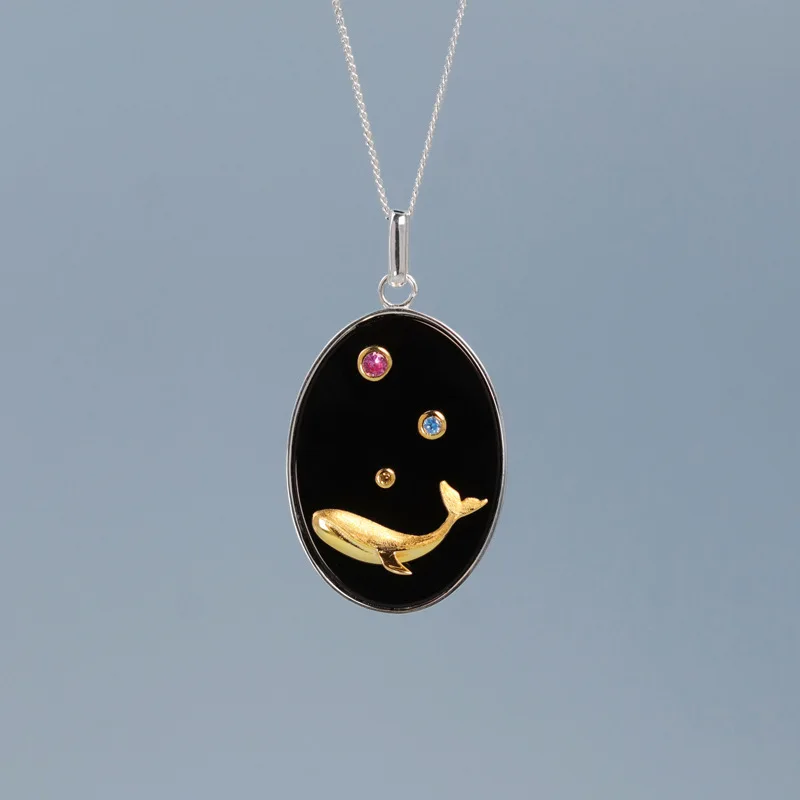 925-sterling-silver-natural-agate-sea-whale-pendant-necklace-for-women-creative-design-summer-jewelry