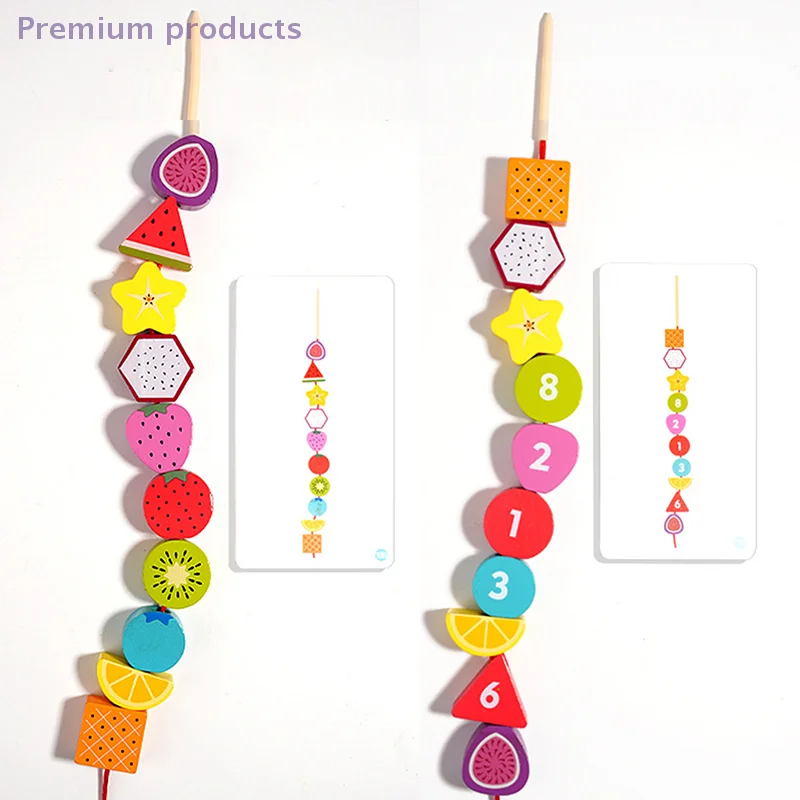 Color Shape Matching Puzzle Game Montessori Wooden Toys Colorful Beaded Color Cognition Early Educational Toys Gift For Children