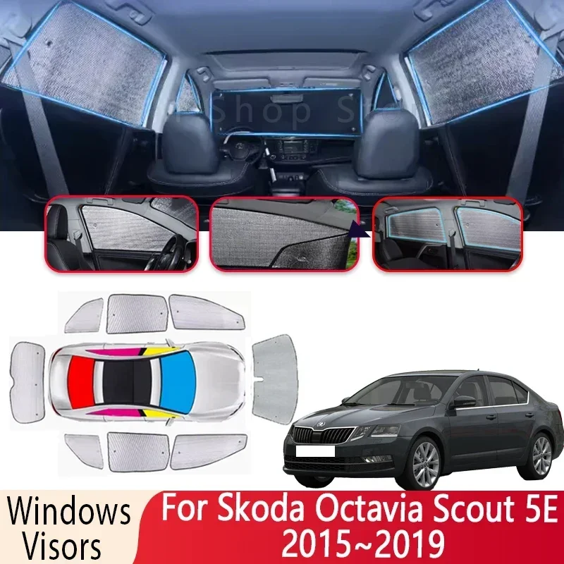 Sun Shade For Skoda Octavia Scout 5E 2015~2019 2016 2017 Auto Windshield Sunshade Heat Insulation Parts Sun Visor Accessories