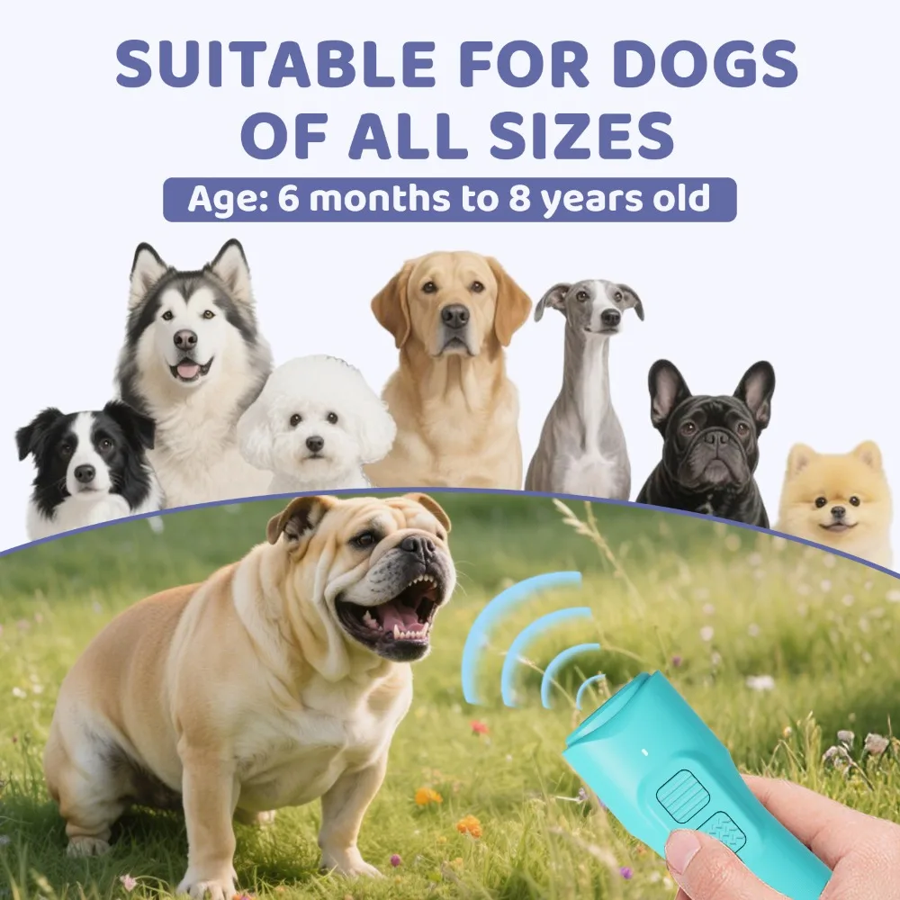 

Портативный репеллент для собак, ультразвуковые репелленты для собак высокой мощности, уличное высокочастотное мигающее устройство для остановки лая, аксессуары для собак