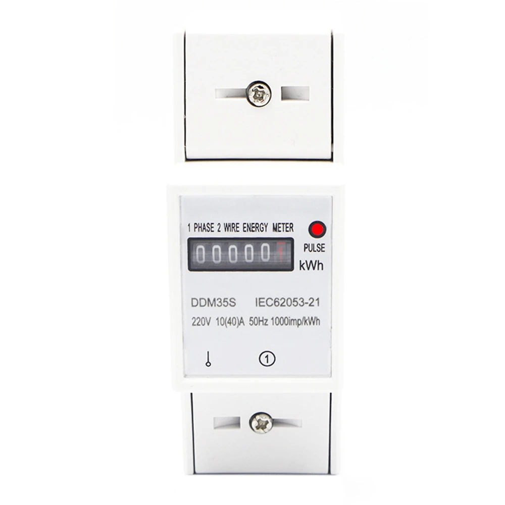 Single Phase Two Wire 220V 10-40A Energy Meter KWh Counter Consumption Analog Electricity Wattmeter Household Din Rail