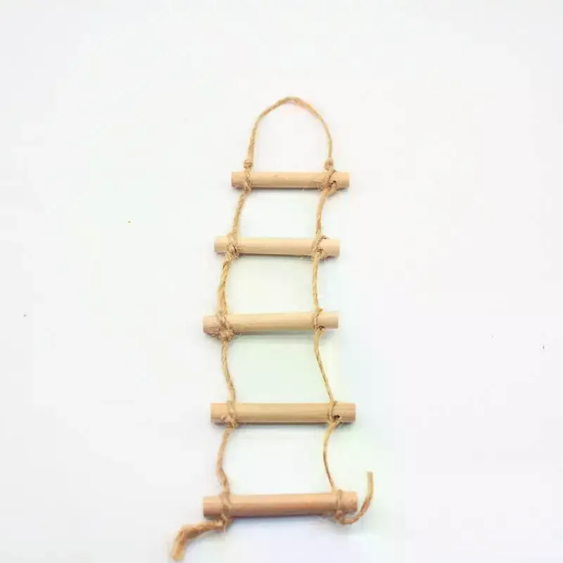 1 قطعة دمية صغيرة خشبية حبل القنب سلم معلق الحيوانات الأليفة البستنة مصغرة المشهد نموذج اللعب بيت الدمية الملحقات #4