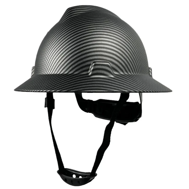 Schutzhelm, breiter Schutzhelm mit voller Krempe, leichte, hochfeste Arbeitskappe, Konstruktion, Eisenbahn, Metallurgie, Bergbau, Sommersonnenschutz