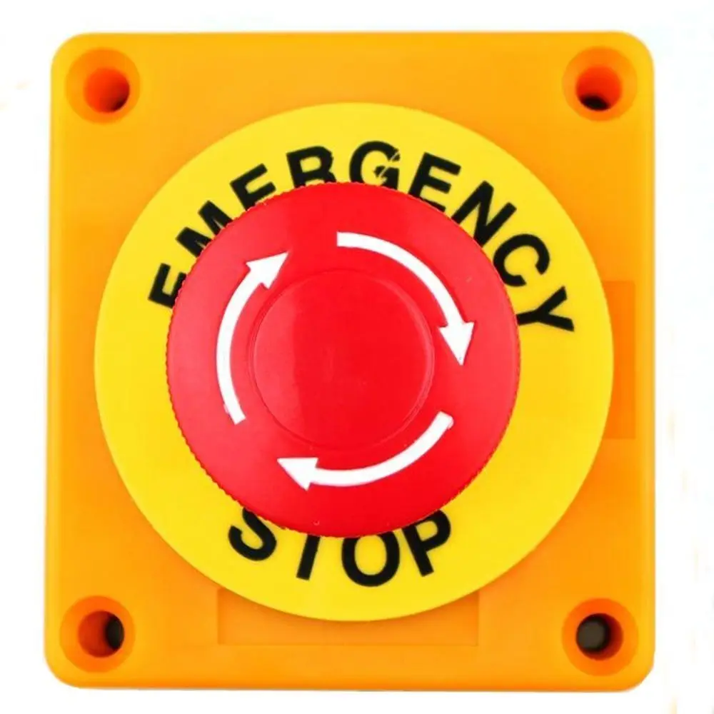 Red Sign Push Button Switch Waterproof Plastic Emergency Stop Button Switch Box Mushroom Cap Lockable Emergency Stop Button