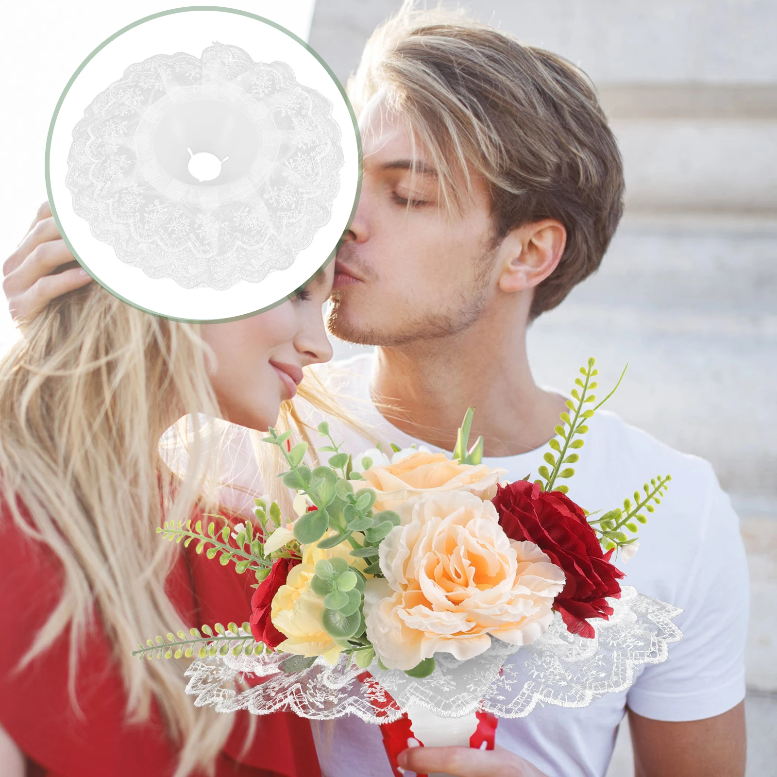 

2 Pcs Bridal Bouquet Collar Wedding Hand DIY Floral Artificial Lace Decor for Flowers Craft Bride Bouquet Handle
