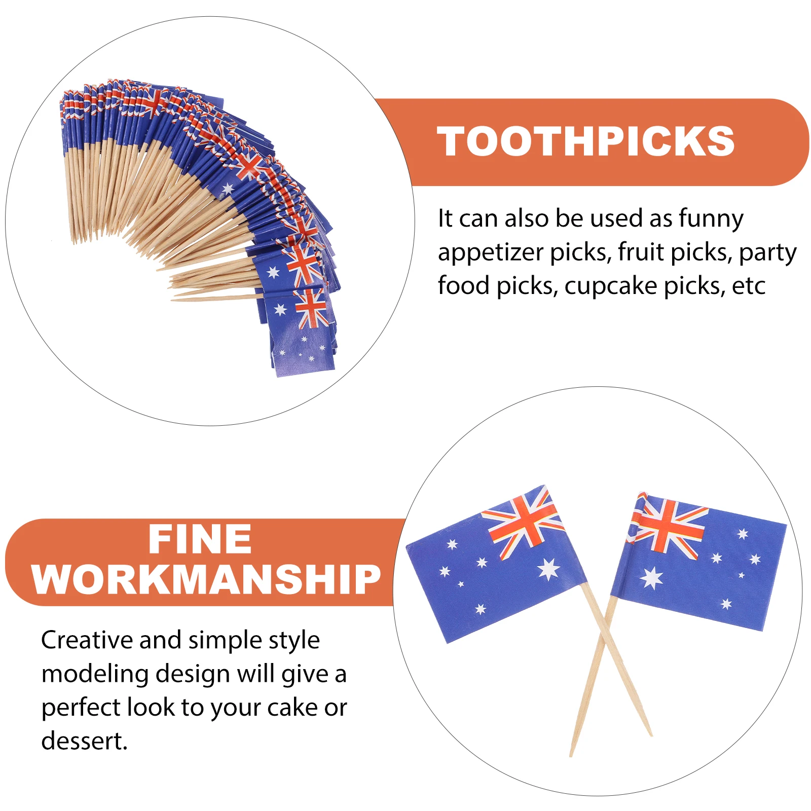 

100Pcs Flag Toothpicks Cake Topper Party Decorations Bright Design Cupcake Picks Food Picks Toothpick Flags